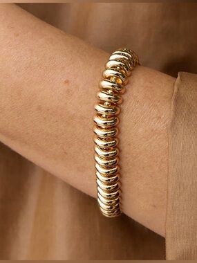 JENNY BIRD Sofia Bracelet 14k gold brass caterpillar 7inch glam office prom rare